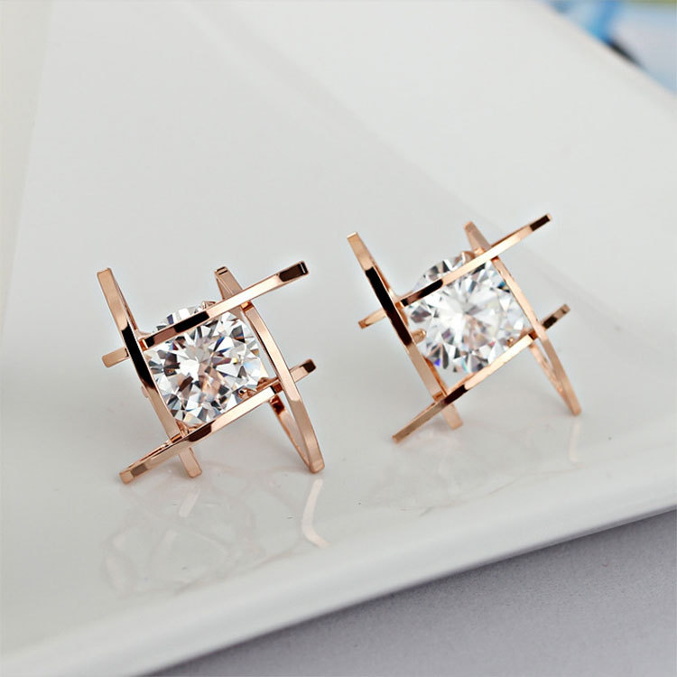 【New arrivals】Korean Fashion Hollow Zircon Earrings Earrings and Style Simple Geometric Micro White Crystal Earrings for Women