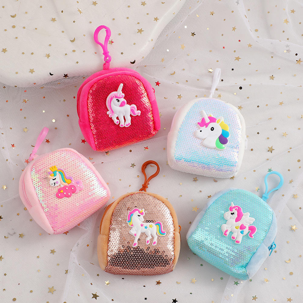 Sequins Coin purse Glitter Cartoon Mini Wallet Portable Hanging Storage bag for Children's Girls Casual Travel use
