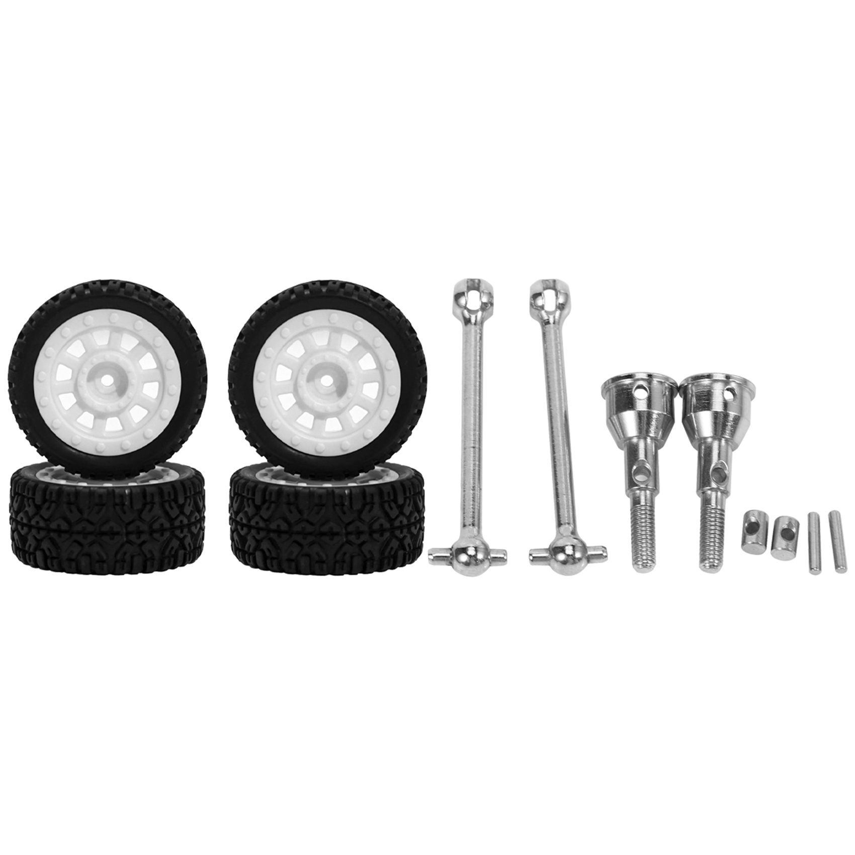 FORIDE 2 Set RC Car Part: 1 Set RC Car Wheel Tires Tyres & 1 Set Metal Front CVD Drive Shaft