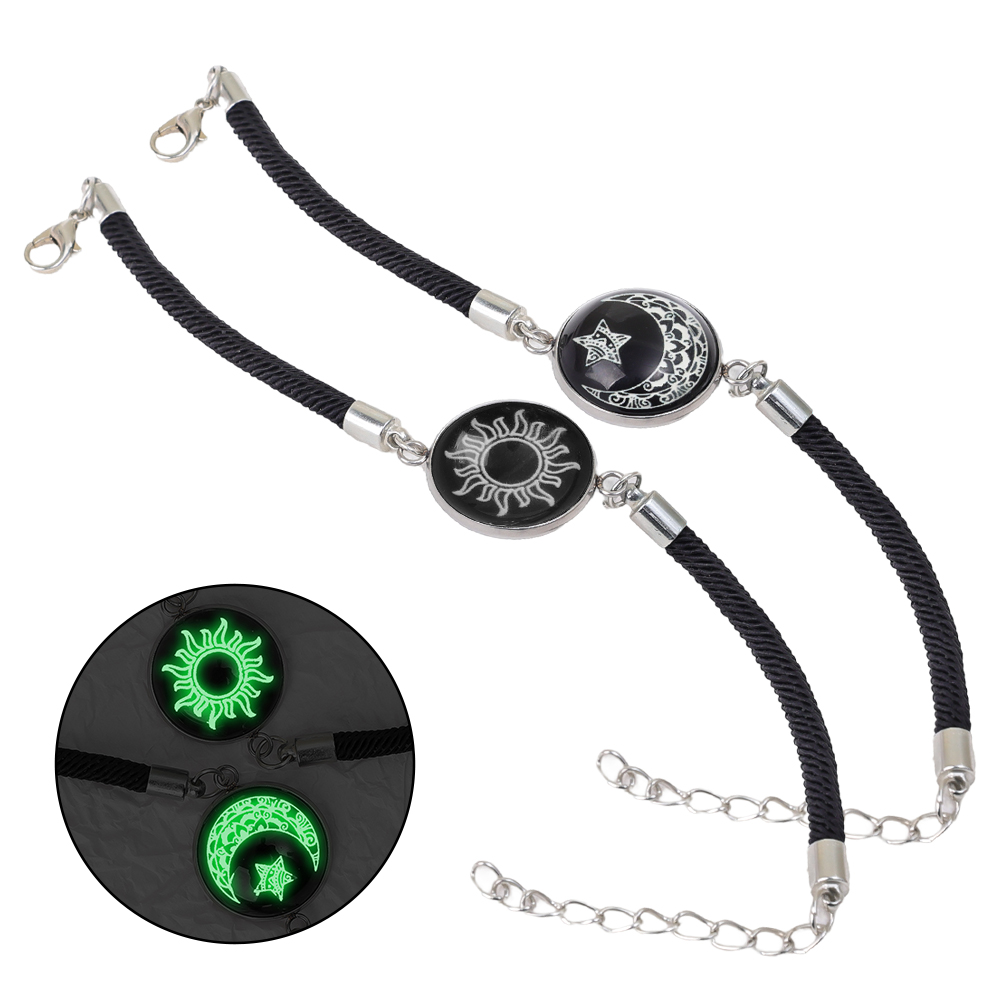 1Pair Luminous Couple Bracelet/Necklace Creative Sun and Moon Braided Bracelet Jewelry Gift for Birthday Bles Online DZ-37A-29