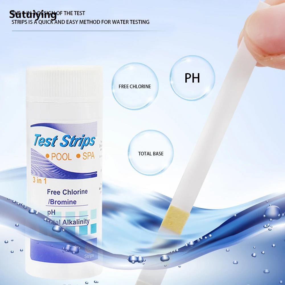Sutuiying 50-250PCS 3 in 1 PH Test Paper Swimming Pool Multipurpose Residual Fifty percent discount Chlorine PH Value Alkalinity Test Strips Water Tester Paper