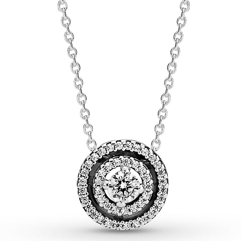 Yuanyan Original 925 Sterling Silver Sparkling Double Halo Collier Necklace Earring With Crystal For Women Europe Fashion Jewelry