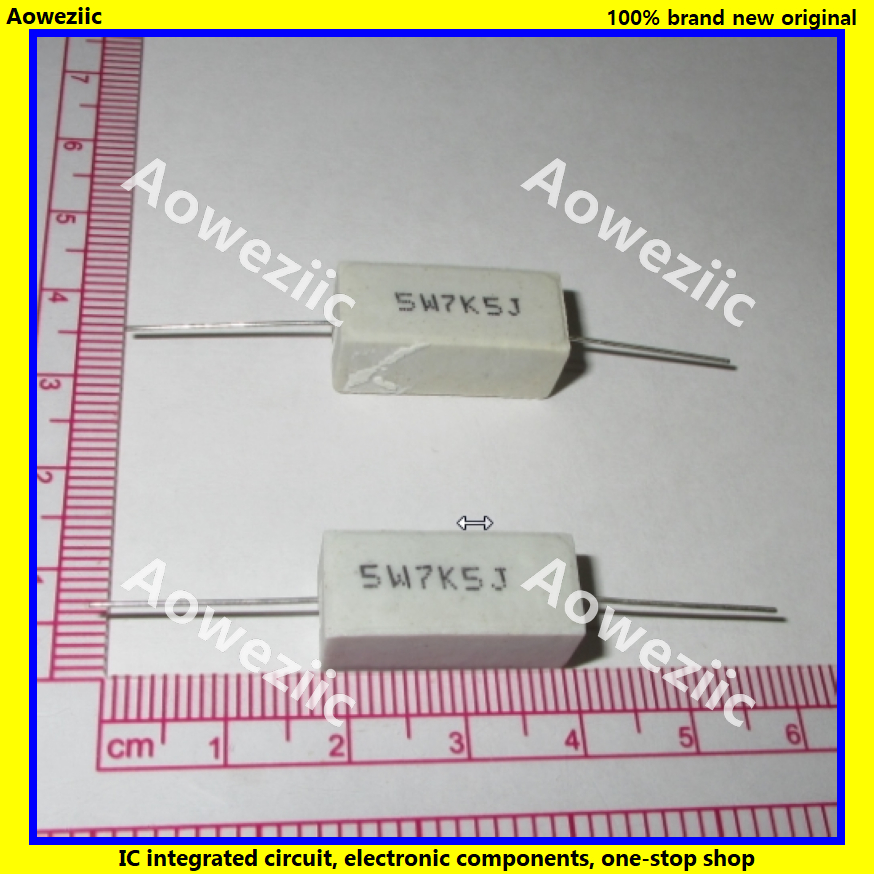 10Pcs RX27 Horizontal cement resistance 5W 7.5K ohm 7.5K RJ 5W7K5J 7500R 7500RJ Ceramic Resistance precision 5% Power resistance