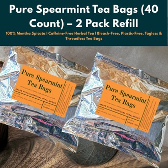 Spearmint Mint Tea Bags | Refill Pack | Pure Spearmint tea pack of 2, 40 tea bags total | Pure Spearmint (No Black Tea, No Green Tea, No Artificial Flavor)