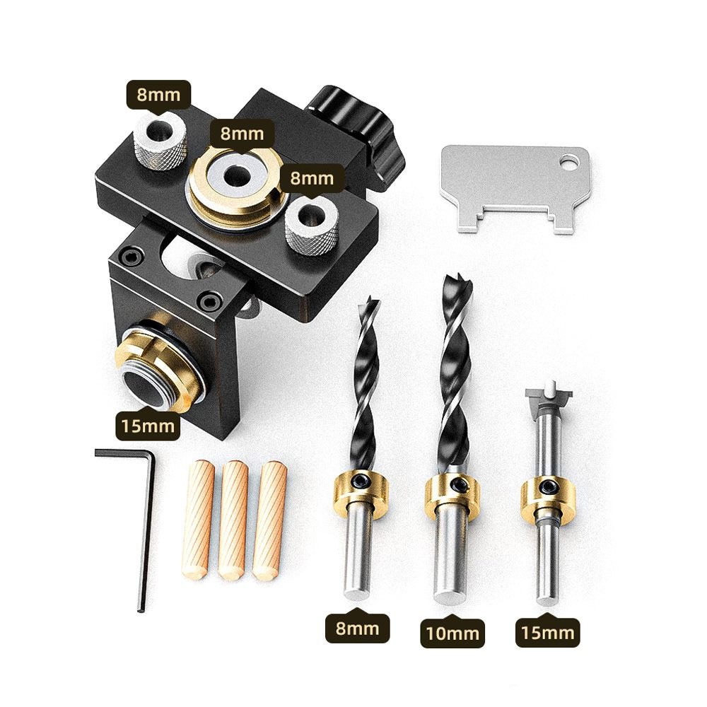 High Quality 3 in 1 Woodworking Pocket Hole Jig Aluminum Alloy Drilling Guide Locator Doweling Jig for Furniture