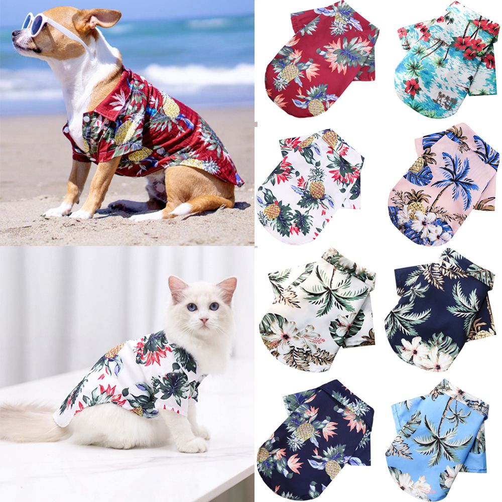 1Pcs Small Dogs T-Shirts Medium T-Shirts Pet Summer Shirt Hawaiian Pet Clothes Beach Coconut Tree Print Pet Dog Shirts Pet Shirts Pet Dog Clothes Dog T-Shirts