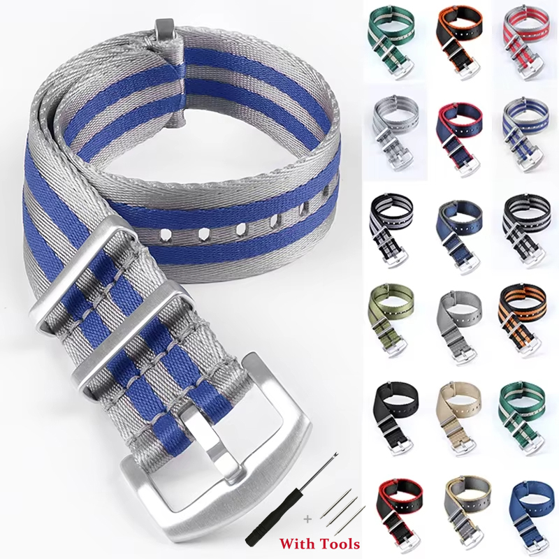 20mm 22mm Soft Nylon Strap Braided Canvas Watch Band Men Women Sport Comfortable Bracelet Accessories