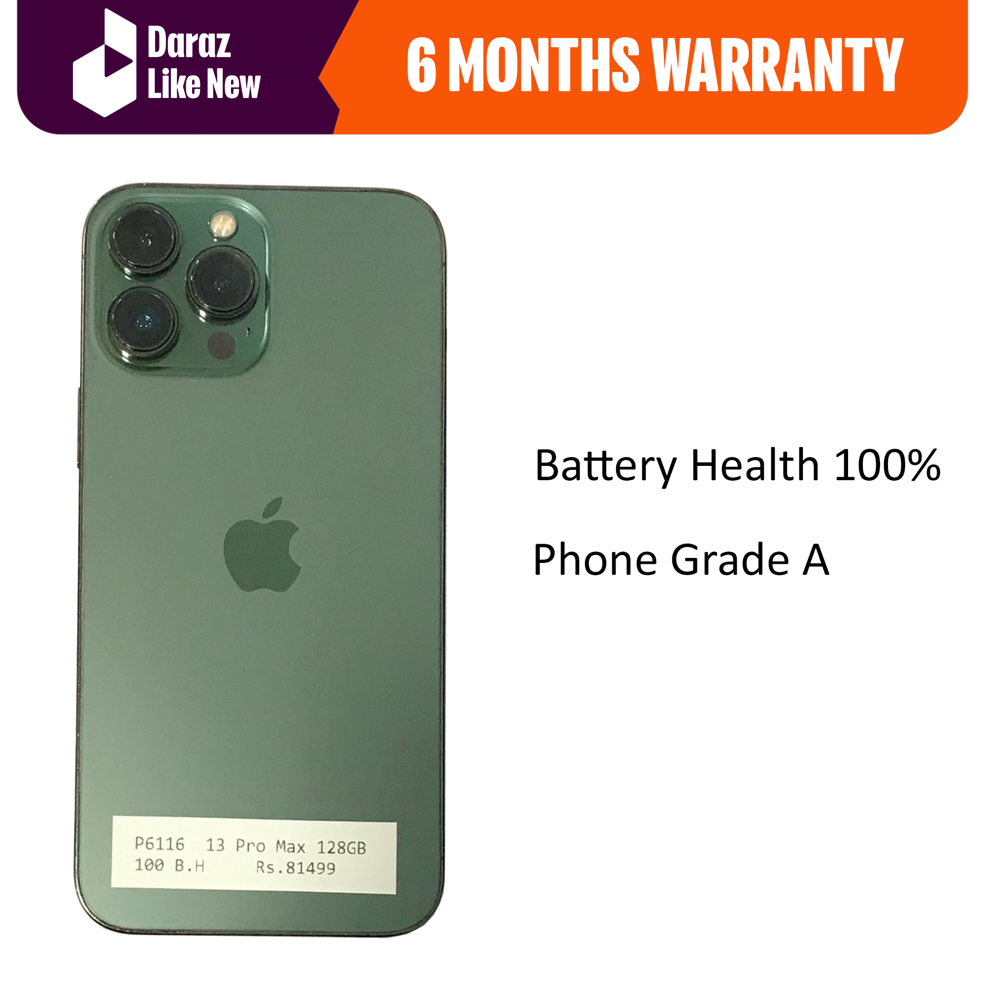 ( Renewed ) Apple iPhone 13 Pro Max - 128 GB Alpine Green- NTA / MDMS Approved
