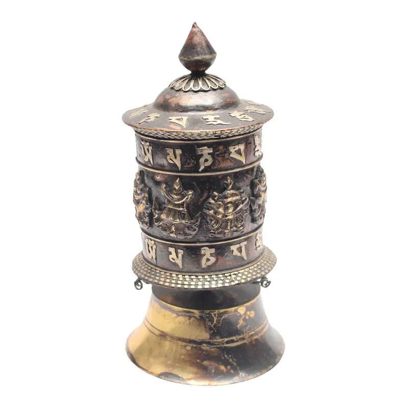 7*3.5 Inch Metal Standing Rotating Praying Wheel