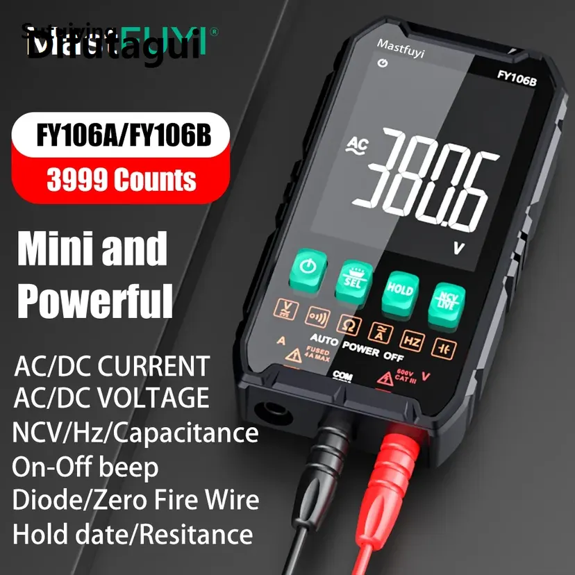Difutagui Sales promotion Sutuiying MASTFUYI Mini Digital Multimeter Smart Electrician Tester For Sales promotion DC/AC Voltage Capacitance Ohm Hz NCV Professional Multitester