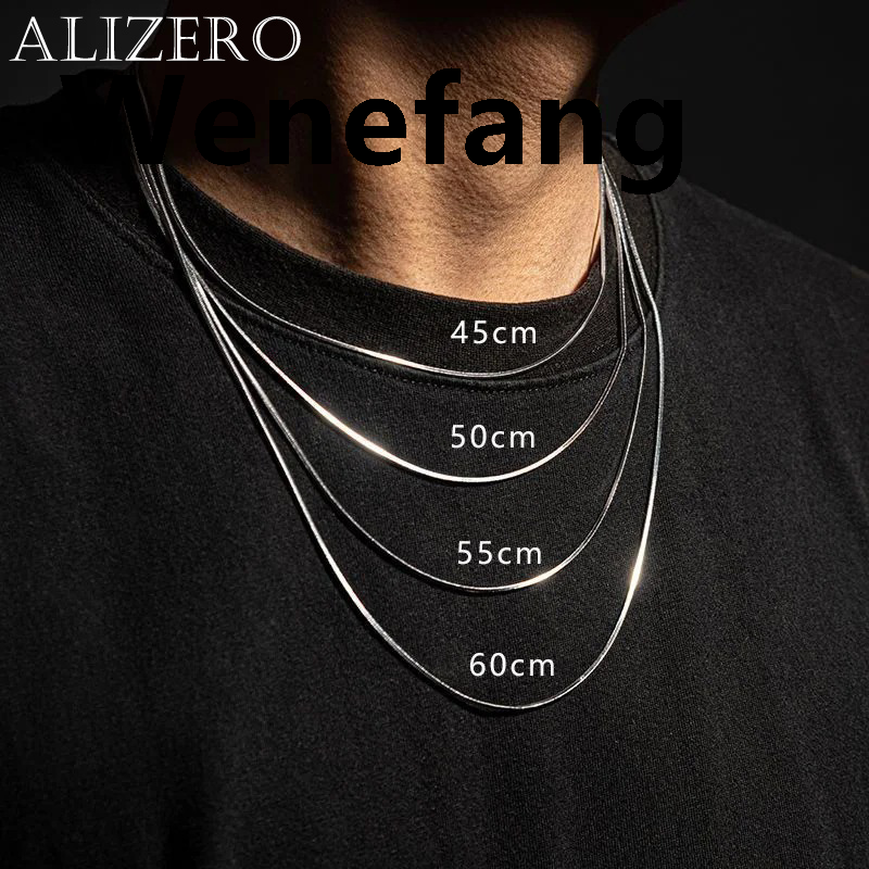 Wenefang 1Pcs Punk Hip-hop Snake Link Chain 925 Sterling Silver Necklace for Men Women Male Jewelry Gifts Cadenas Para Hombre