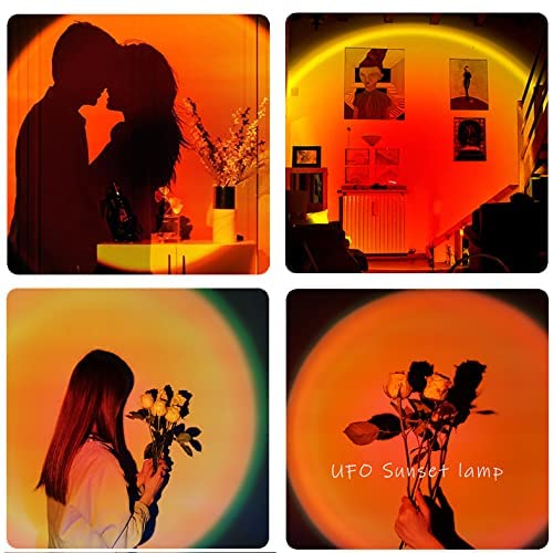 Sunset Lamp Projection Lamp Night Light Romantic 16 Colors Changing With Remote For Family Atmosphere Light For Adults, Children, Couples, Bedroom - Plastic, LED, Multicolor