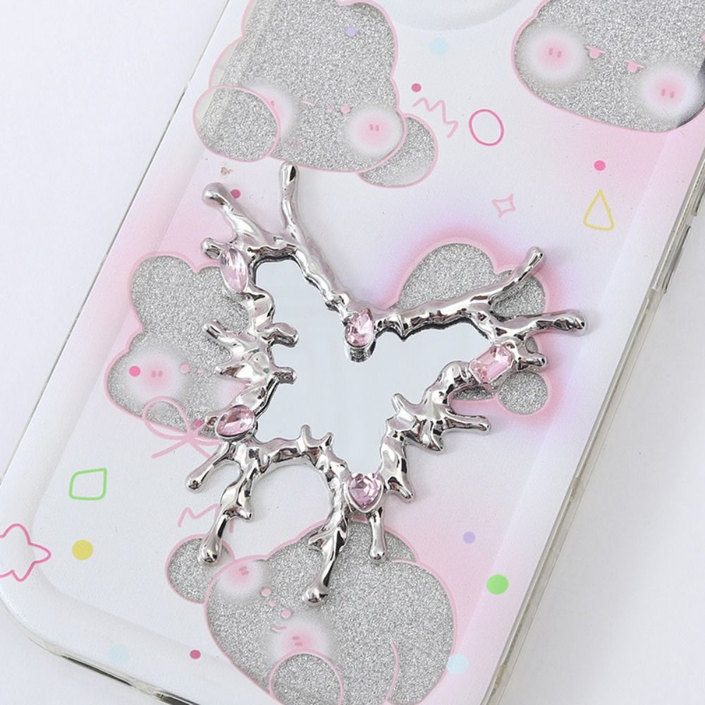 New Silver Mini Mirror Cute Butterfly Rhinestone Crystal Heart Shoes Ornaments DIY Accessories Small Makeup Mirror for DIY Jewelry