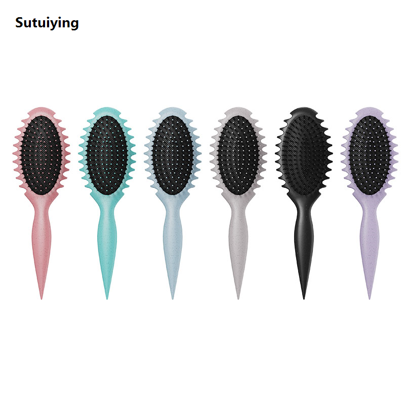 Sutuiying Curl Defining Hair Brush Soft Bristles Scalp Massage Air Cushion Detangling Brush Multi-purpose Fashionable Comb Tools