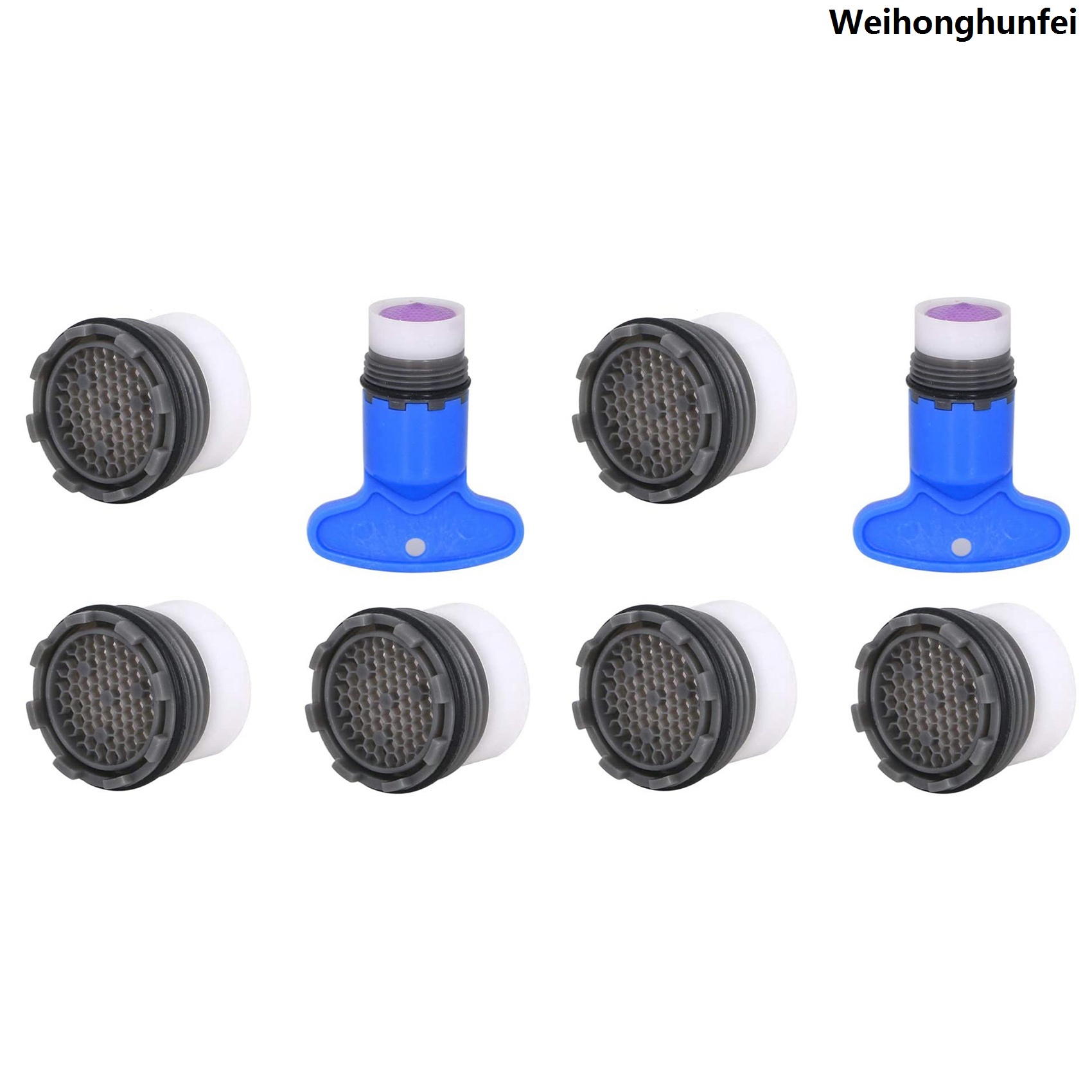 WeihonghunfeiHigh Quality 1.2GPM Faucet Replacement Part Insert Filter, Restrictor Aerator, 8 Pack(Blue+Black) 18.5mm 16.5mm