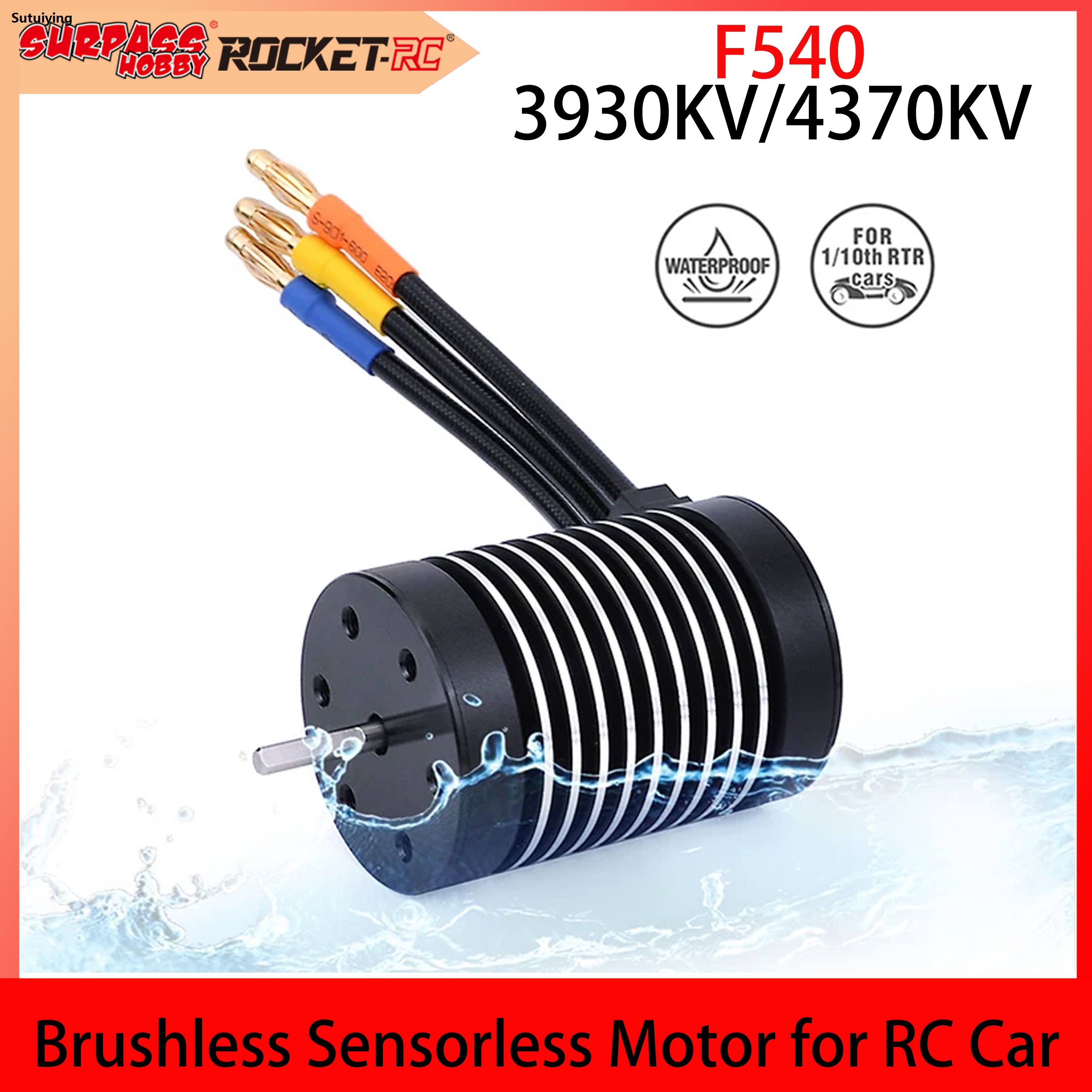 Sutuiying Rocket F540 3930KV 4370KV Waterproof Brushless Sensorless Motor for 1/10 1/12 Traxxas WLtoys 10428 12428 RC Car Accessories