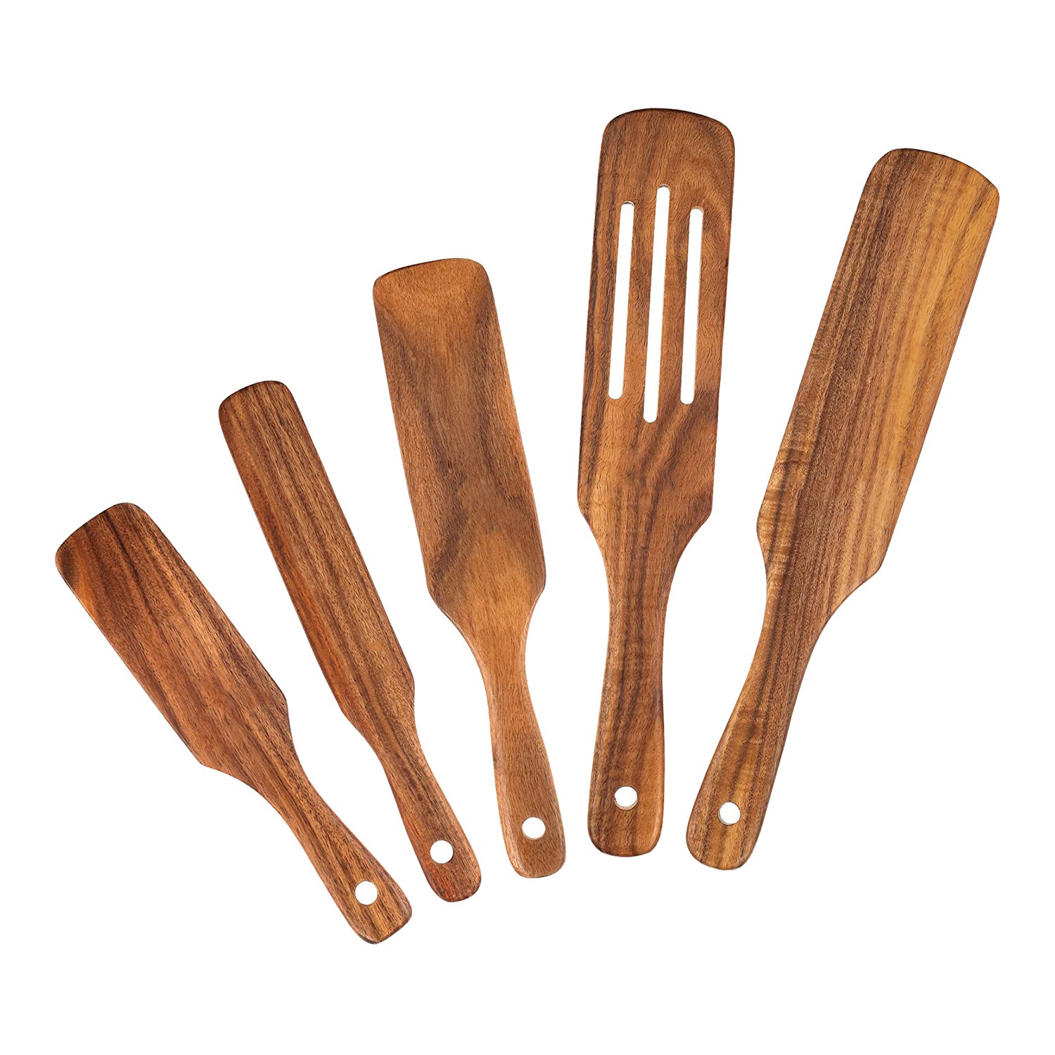 NAMUNY Wooden Spatula Set,Kitchen Cooking Utensils Set,5Pcs Premium Natural Wood Utensils Set for Cookware Kitchen Cooking