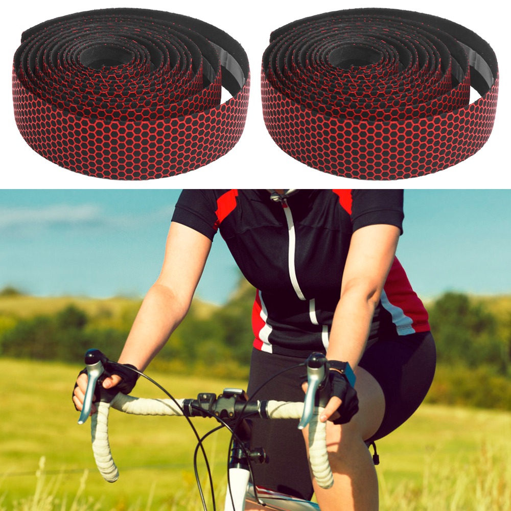 1 Pair Durable PU+EVA Bike Handlebar Tape Waterproof Lightweight Cycling Handle Wrap Tape Breathable Shock-absorbing Bicycle Bar Tape Improving Grip Comfort