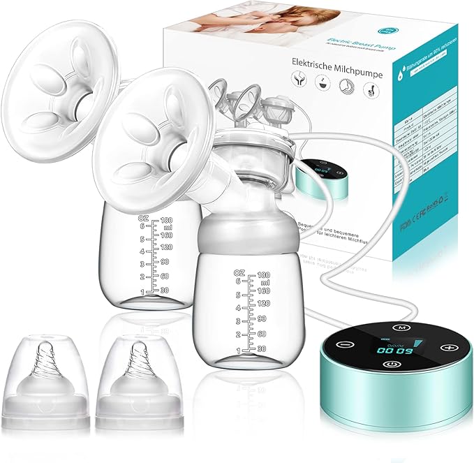 Electric Double Breast Pump, Rechargeable & Portable Breastfeeding Pump with 3 Modes and 10 Suction Levels, Quiet Touchscreen Design Anti-Backflow