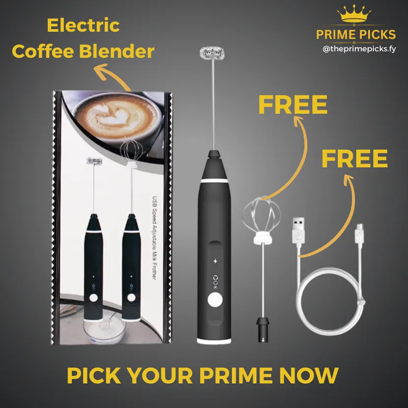 Prime Picks Premium Coffee Blender | 3 Speed USB Rechargeable Milk Frother | Electric Milk Shaker & Foam Maker | Portable Coffee Machine | Handheld Coffee Maker Mixer for Latte Cappuccino Mac Coffee Protein Shake | Mini Coffee Maker | Egg Beater