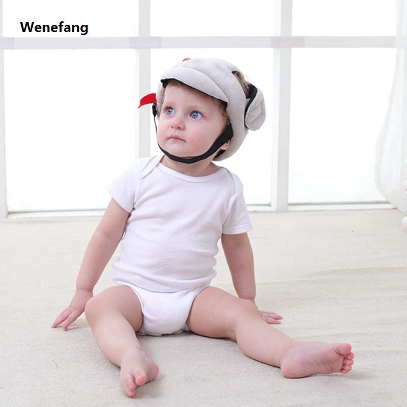 Wenefang Cotton Infant Toddler Safety Helmet 0-3Y Baby Kid Solid Head Protection Hat Soft Sweat-Absorbent Crash Caps Child's Accessories