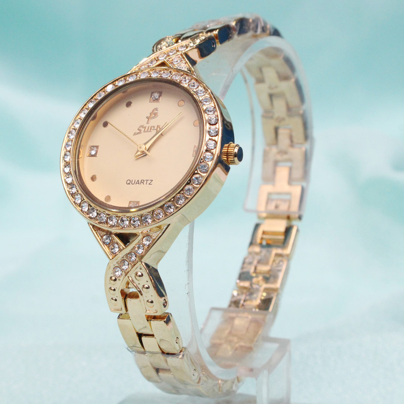 Supa Round Shape White Dial Fashionable Party Wear Watch For Women