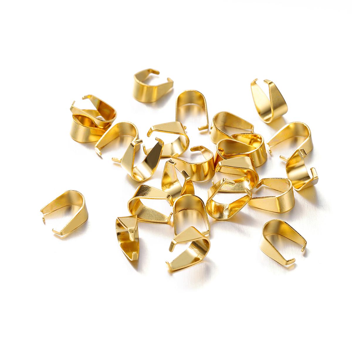 St.kunkka 50pcs Stainless Steel Pendant Clip Connector Pinch Bail Clasp DIY Jewelry Making Gold Color Clasps Findings Accessories