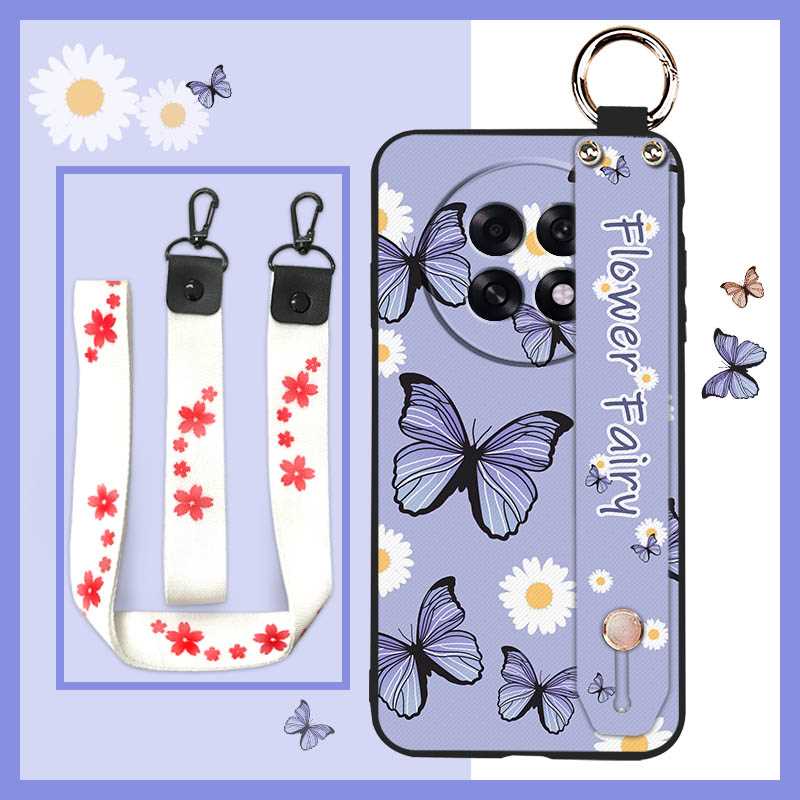 Phone Holder Oil Painting Phone Case For OPPO A6 GT/A6 Max/F31Pro+ Shockproof Durable Ring Protective Wrist Strap Flower