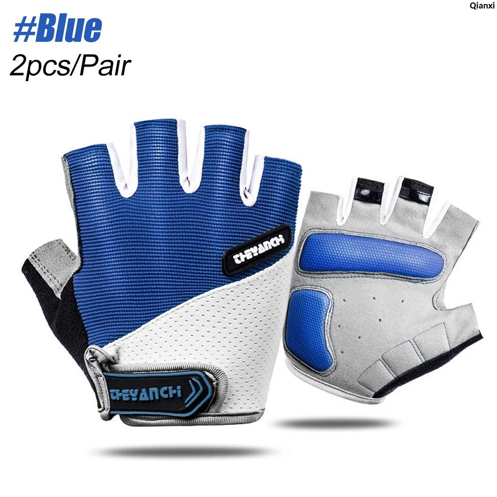 Qianxi2025 New 1Pair Half Finger Cycling Gloves Silicone Resistance Shockproof Breathable Sports Bike Fitness Gloves Men's And Women's