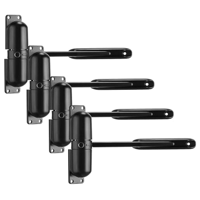 4Pcs Automatic Door Closer Kit Spring Door Closer Set Heavy Duty Self Closing Door Hinges, for Gate Garage Safety-Black