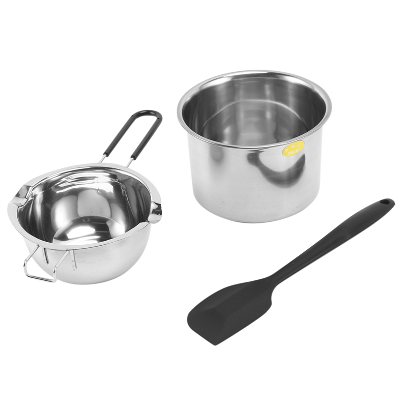 NAMUNY 4X Double Boiler Pot Set Stainless Steel Melting Pot with Silicone Spatula for Melting Chocolate,Soap,Wax,Candle Making