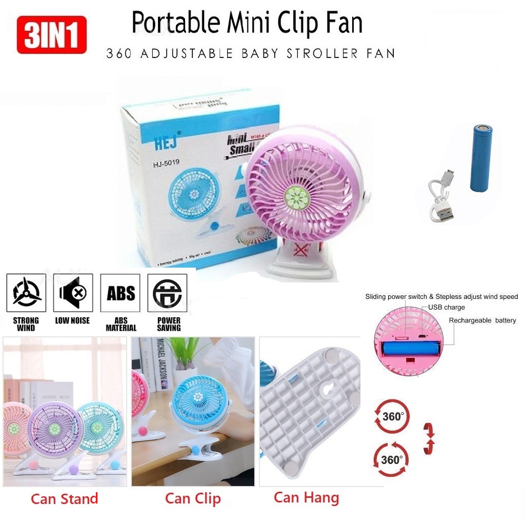 Portable High Speed USB Port Cooling Small Mini Clip Desk Fan 4” HJ-5019