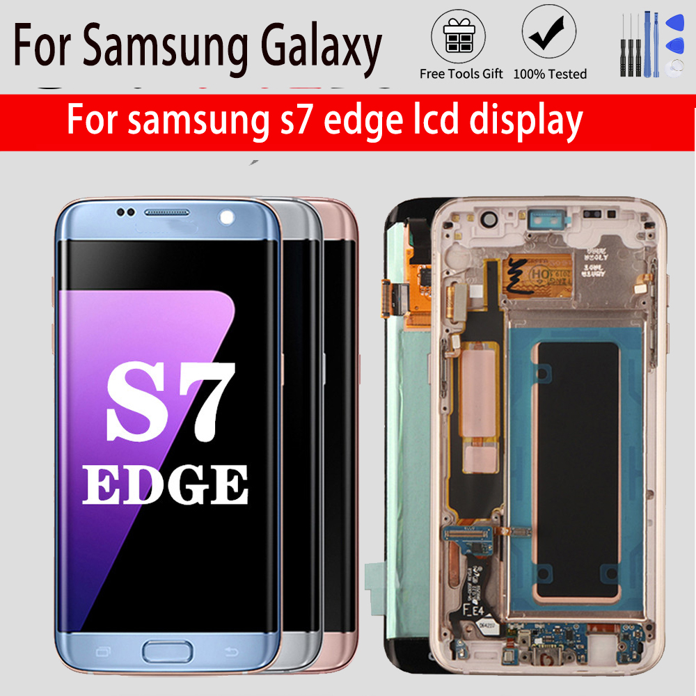 HOT Super AMOLED LCD For Samsung Galaxy S7 Edge G935 G935F SM-G935FD LCD Display Touch Screen Digitizer Assembly Screen Test Intact