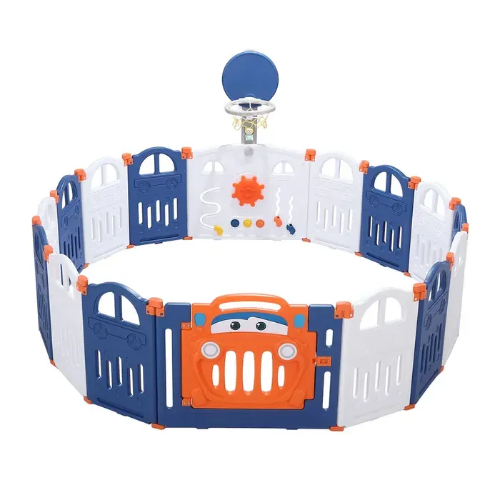 Foldable 16 Panel Baby Playpen With Door Lock