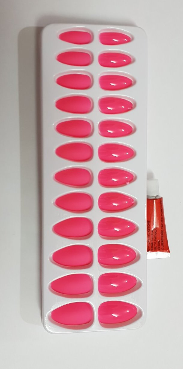 24 Pieces Sweet Pink Fake Nails With Glue - Unbreakable Artificial Nails For Sweet Nails Lover Art Designer