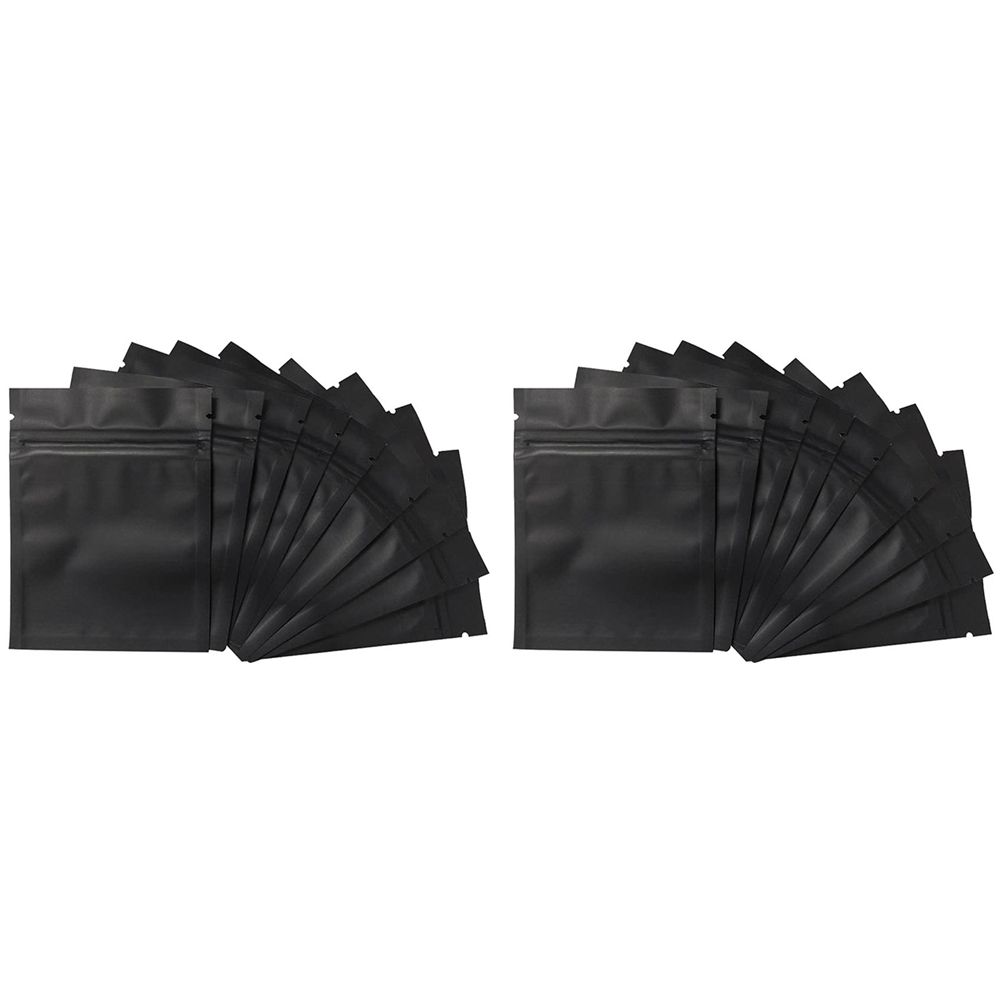 fasdaga 200 Pack Smell Proof Bags - 3 x 4 Inch Resealable Mylar Bags Foil Pouch Bag Flat Zipper Closure Bag Matte Black