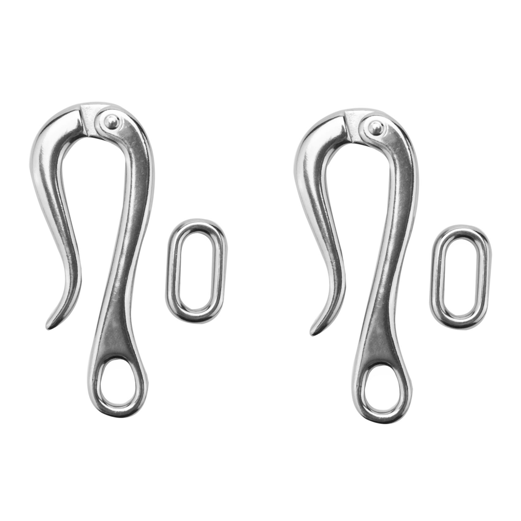 fasdaga 2X Pelican Hook & Eye with Quick Release Link Stainless Steel 316 Marine Boat Hardware 100mm