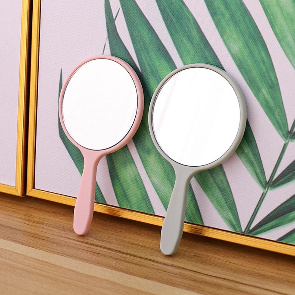 Durable DIY Makeup Mirror Handheld With Handle Round Handheld Mirror Anti-fall Small Portable Mirror Women