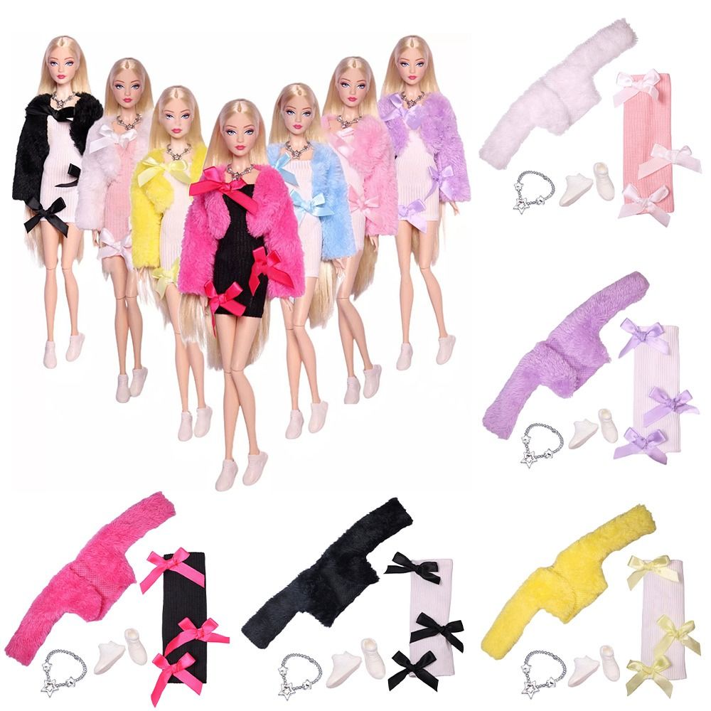 High Quality Fashion Doll Elegant Dresses DIY Accessories Kids Toys Party Fur Jacket Casual Wears Princess Winter Coat for 1/6 BJD 11.5" Dolls
