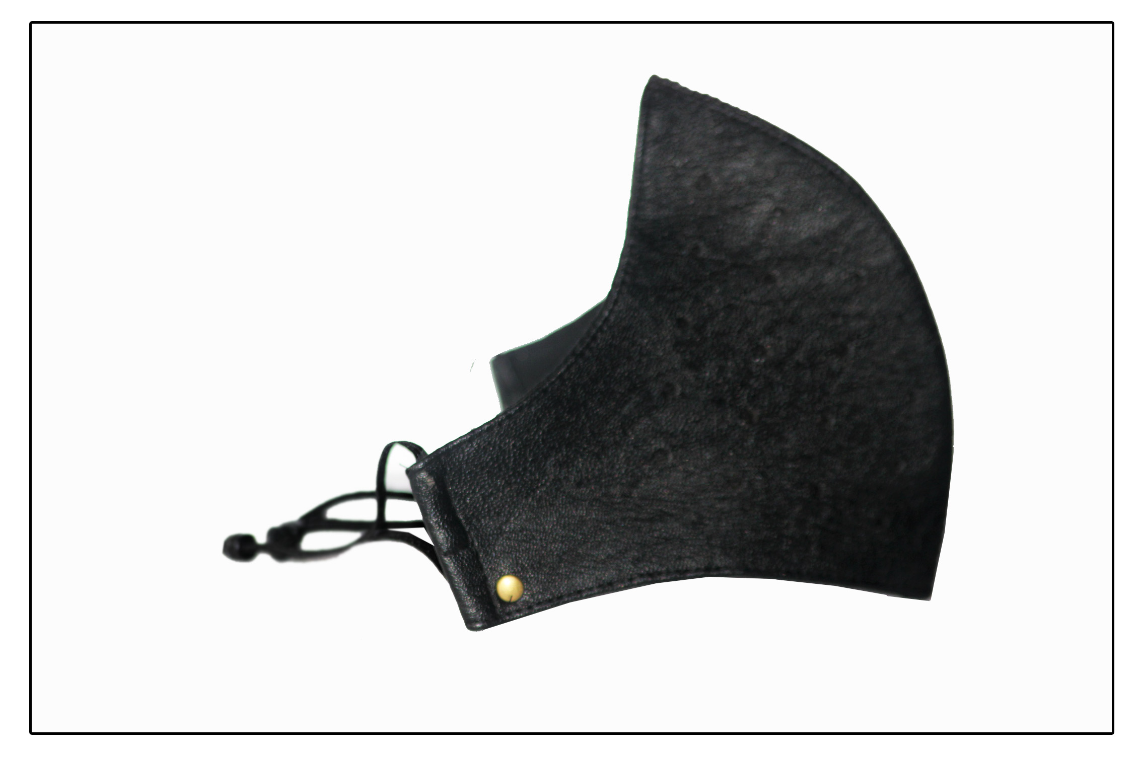 Unisex Leather Triple Layer Face Mask With Ear Adjustable- Black