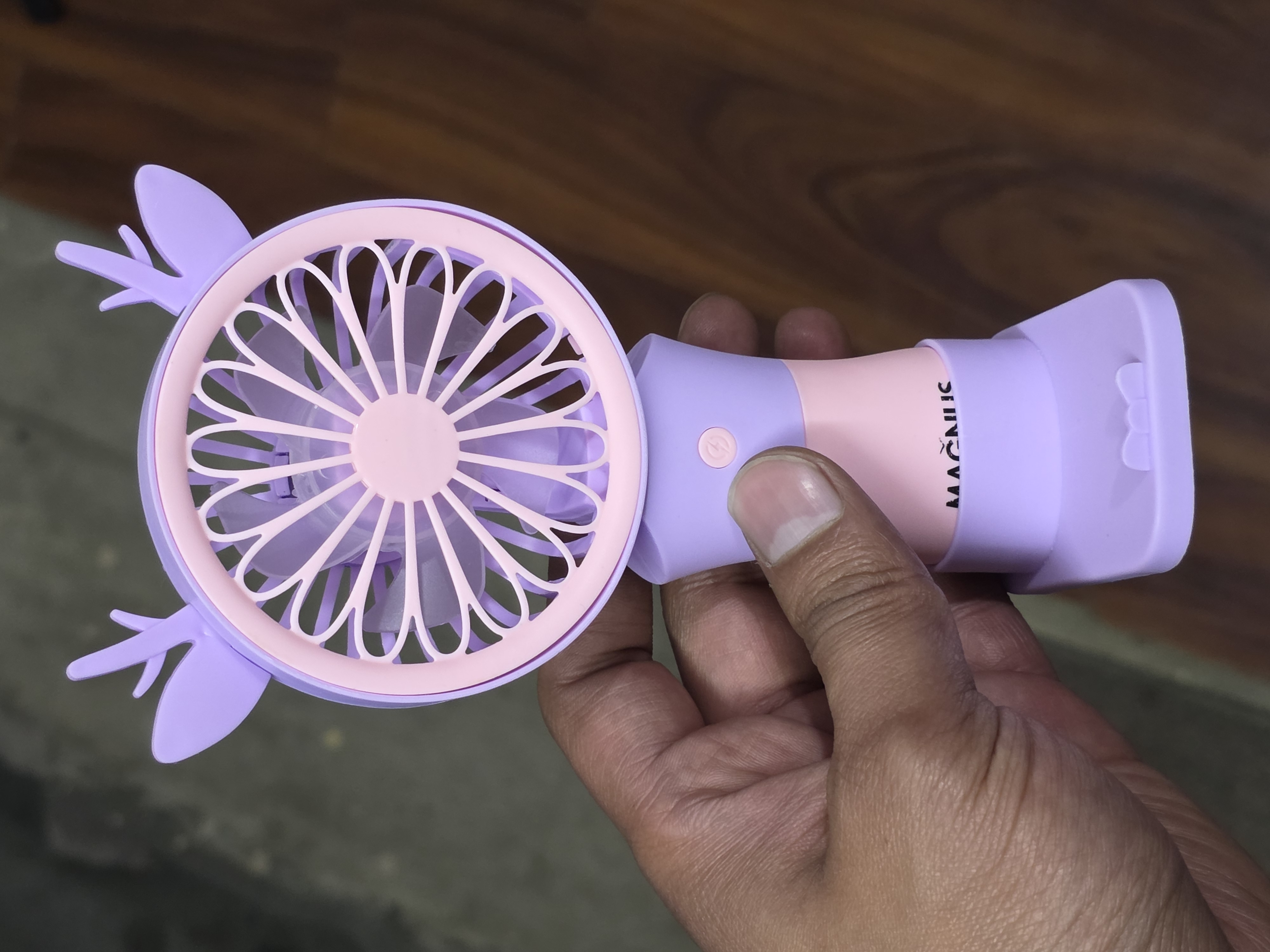 Magnus Rechargeable Cute Deer Antler Handheld Mini Fan - 3 Speed Powerful Cooling - Portable USB Desktop Fan with Stand
