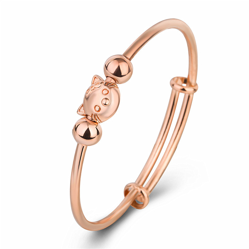 Japanese and Korean fashion silver plated cat bracelet cute student cartoon cat bracelet female hand ornament silver jewelry bracelet gift