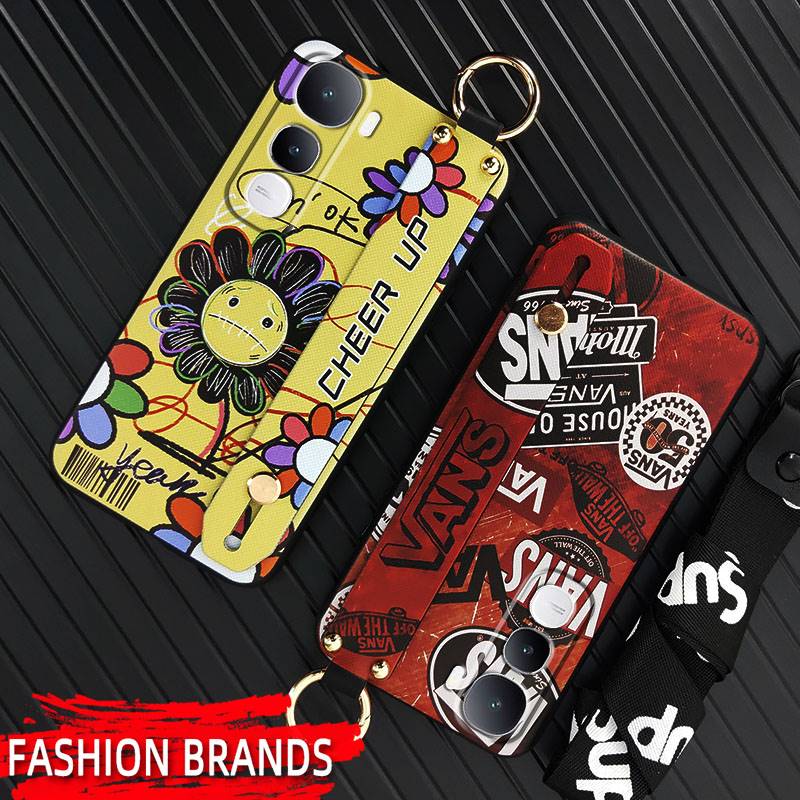 Phone Holder Trendy Phone Case For VIVO Y400 Global Wristband Soft case Wrist Strap Cool Protective Lanyard Anti-knock