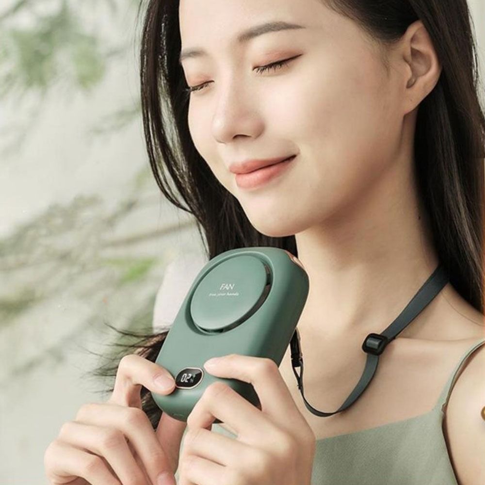 Mini Hand Free Waist Clip Fan Rechargeable Strong Airflow Hanging Neck Fan LED Display High-Speed Mini Electric Fan Portable Use