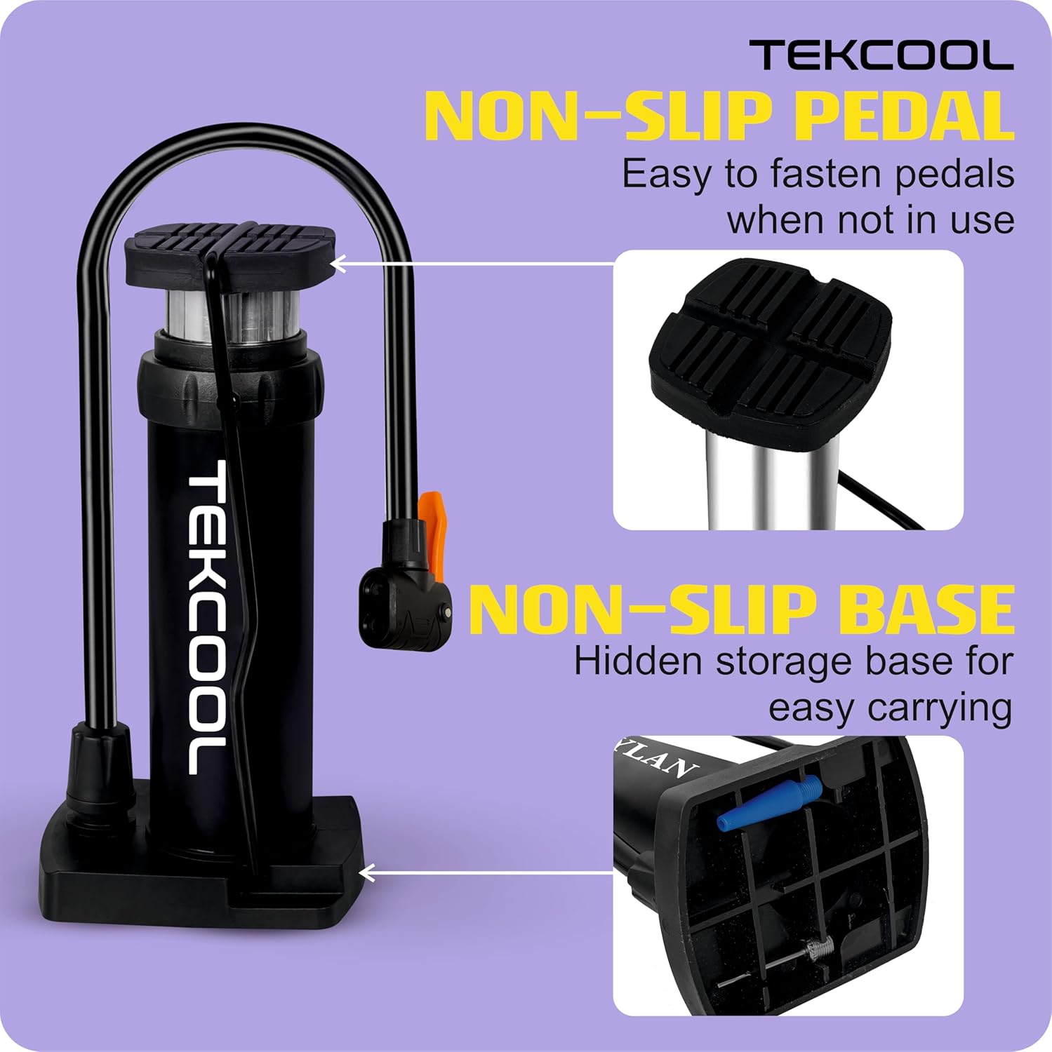 Portable Foot Air Pump | Dual-Valve (Presta/Schrader) | High-Pressure Aluminium Alloy Mini Pump | Non-Slip Base | Barometer | Bicycle, Bike, Motorcycle, Car, Balls