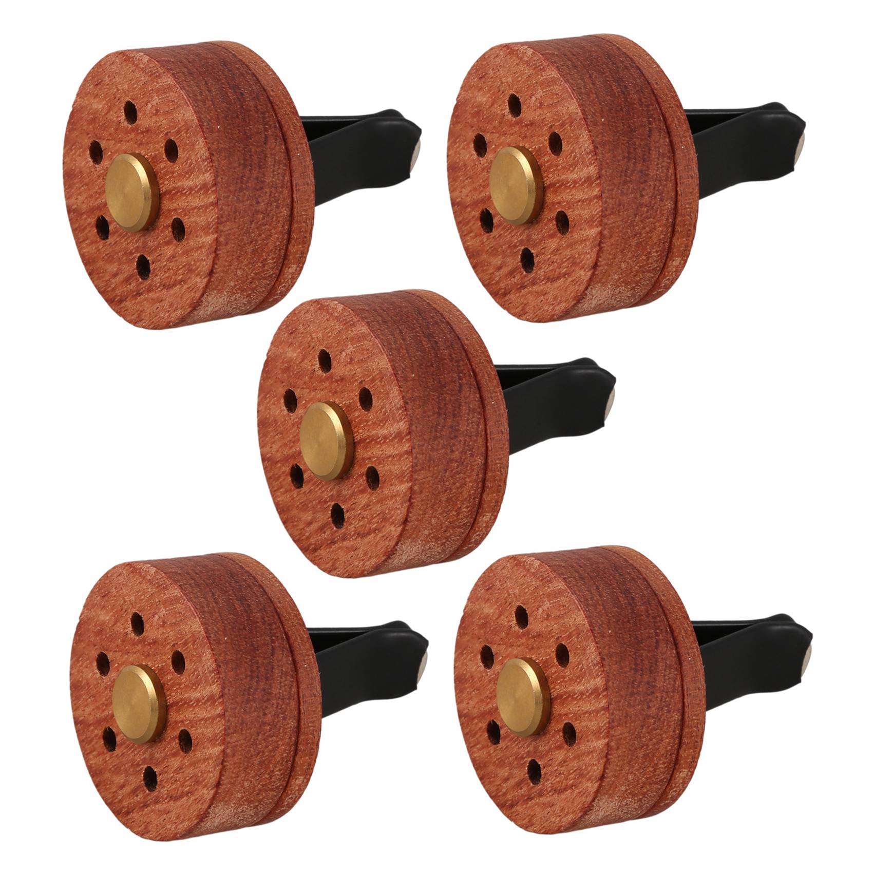 JAERBEE 5X Essential Oil Diffuser for Car with Vent Clip, Wooden Stainless Steel Lava Stone Aromatherapy Diffuser Locket Mini