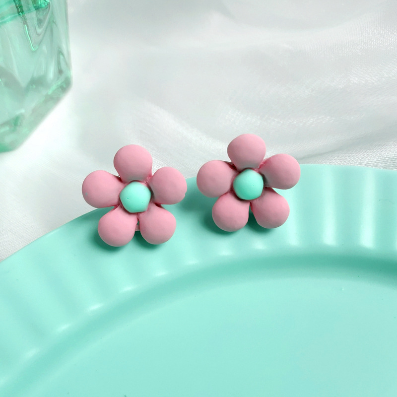 【New arrivals】S925 Silver Needle Sunflower Earrings Women's Personality Fun Candy Color Flower Earrings Simple Style