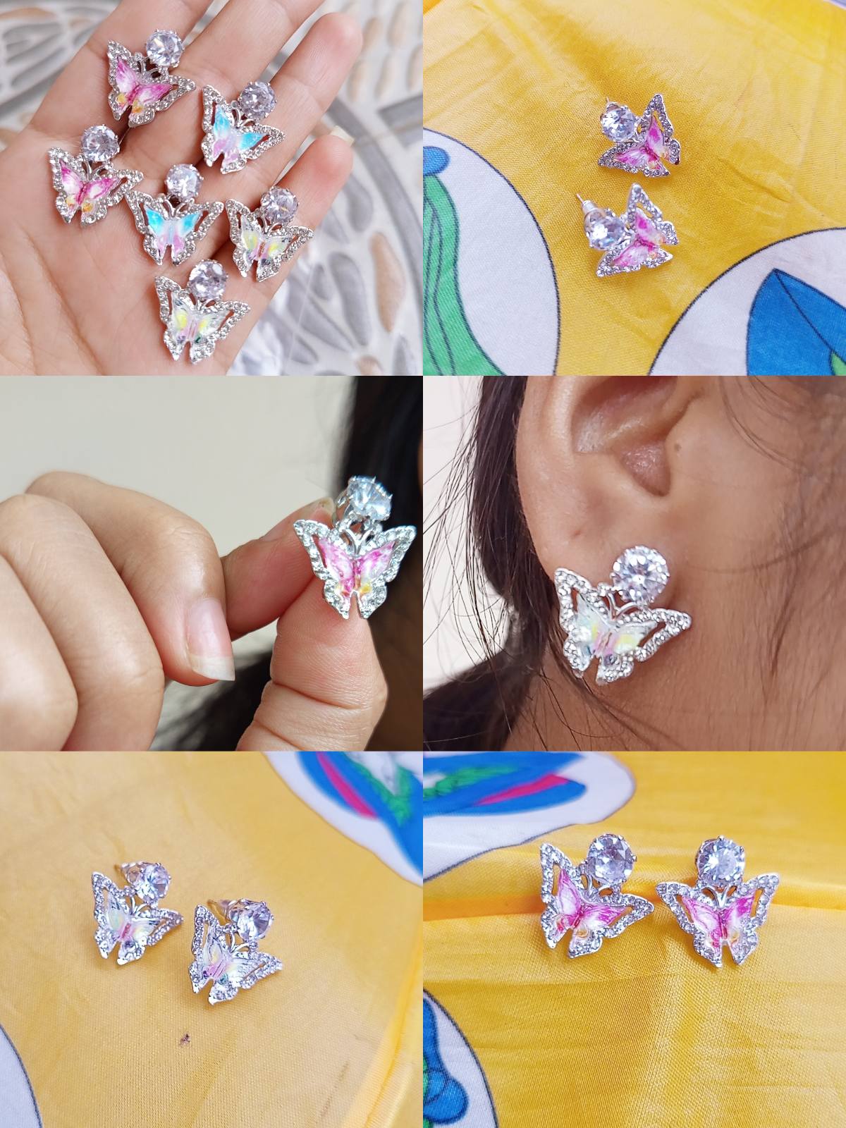 1Pair Zircon Crystal Butterfly Earrings For Women Girls Wedding Party New Fine Jewelry Gift