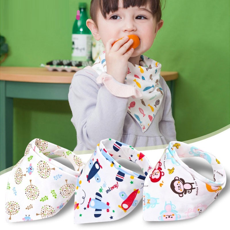 baby 100% organic cotton double sides absorbent design bandana droll various styles cute cotton bibs(3 pcs set)