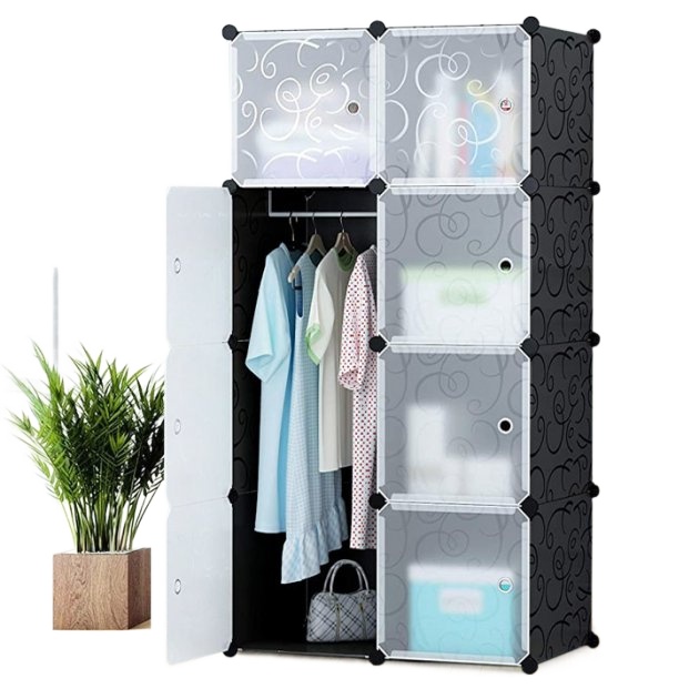 Diamond Grade Diy Portable Closet Wardrobe Bedroom Storage Organizer With Doors 8 Cubes(Color May Vary)